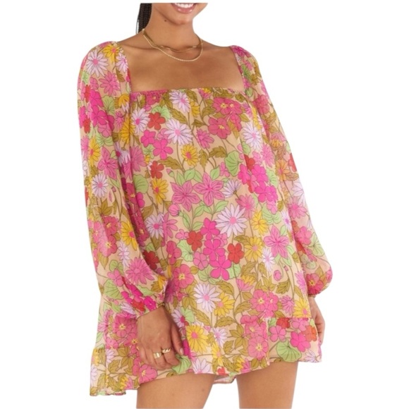 Show Me Your MuMu Briar Mini Dress Multicolor Carnaby Floral Size XS - Picture 1 of 13
